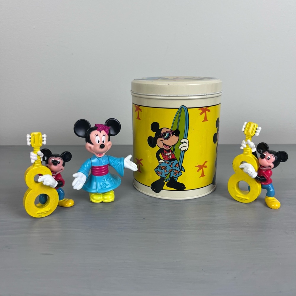 Vintage Disney Mickey Minnie Mouse Metal Tin Japan 8th Birthday Candles Lot